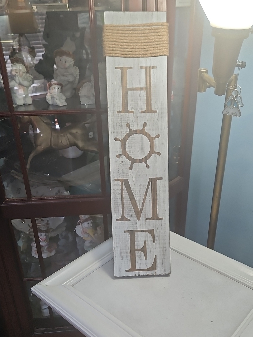 NWOT Rustic Verticle  HOME Nautical Wooden Sign - White & Brown